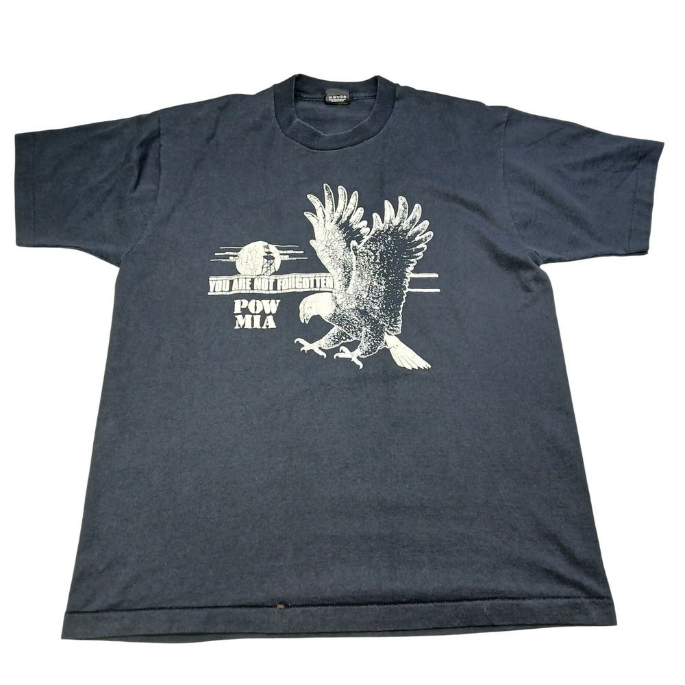Vintage Screen Stars Best POW MIA Eagle T-Shirt XL Black Single Stitch USA Made‎